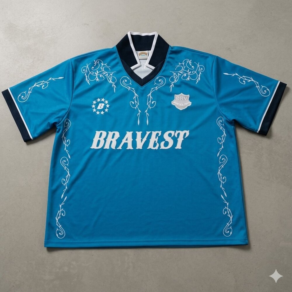 Vintage Blue Bravest Soccer Jersey Polo Shirt